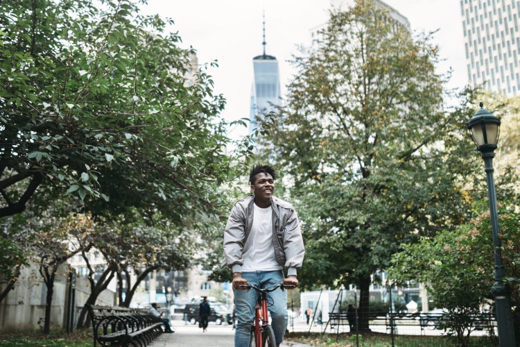 Riding Bike One World Trade Center